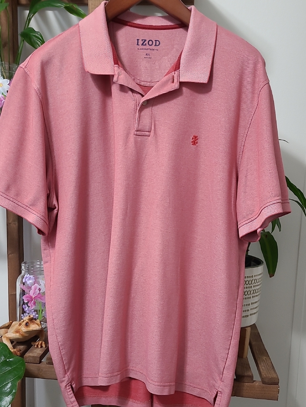 Men's Muted Red Izod Polo - Picture 4 of 6